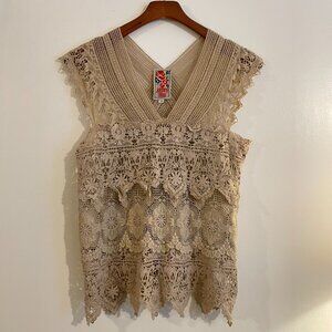 Johnny Was Crochet Lace Top Tank Small